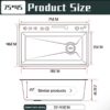 Black Grey Kitchen Bar Sink, 304 Stainless Steel Sink, with Waterfall, Pull-Out Faucet, Screen, Cup Washer, Drinking Tap, Drain Knob & Kits - Image 5